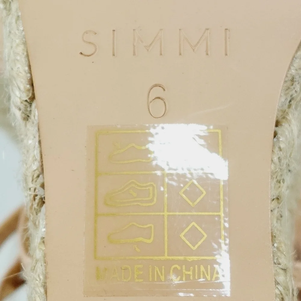 NEW Simmi Fabiana Nude Faux Croc Print Strappy Buckle Wedge Summer Sandals I547